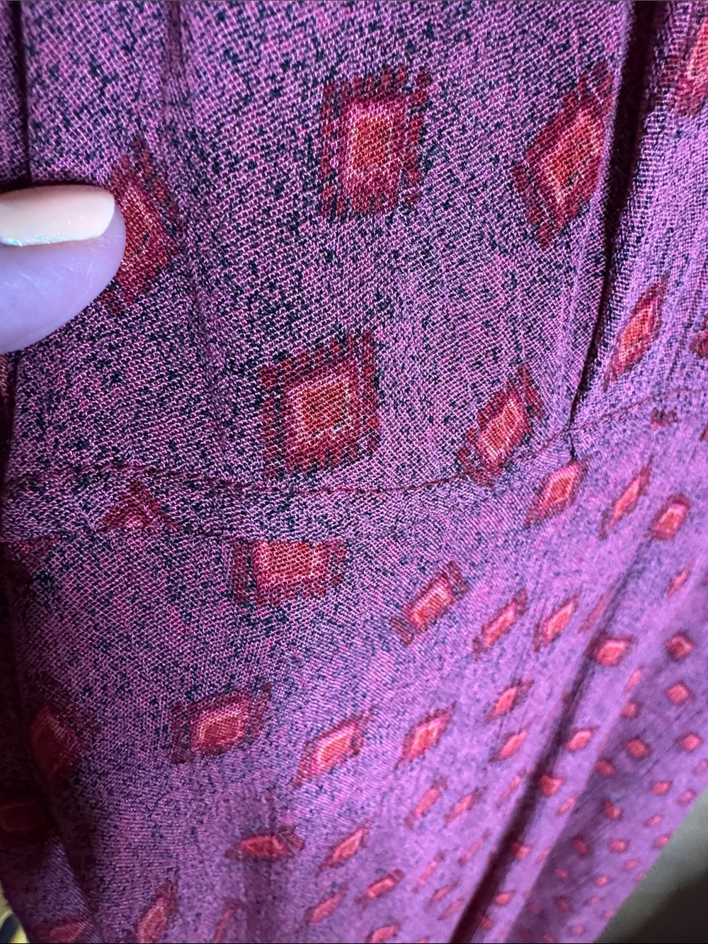 Vintage Rabbit Rabbit Rabbit Maxi Dress 4 Petite Pink Red Print 90s Rayon A-Line - Picture 7 of 8